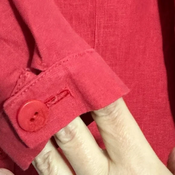 MoiCani Red Linen Button Down Tunic Shirt - Picture 5 of 8